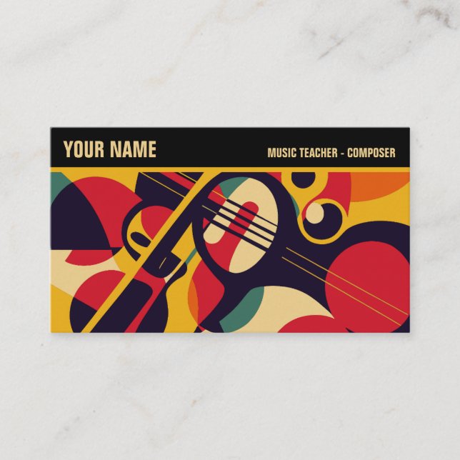 Carte De Visite Retro Jazz Abstrait Professionnel (Devant)