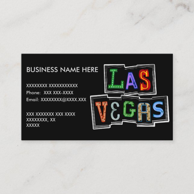 Carte De Visite Rétro Las Vegas Néon (Devant)