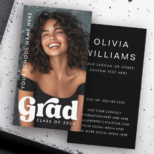 Carte De Visite Retro maquette étudiante graduation noir photo