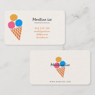 Carte de visite rétro minimaliste pour glacier