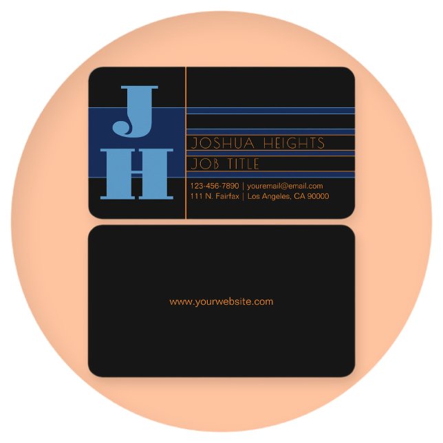 Carte De Visite Rétro-moderne Monogramme & Formes & Couleurs modif (Créateur téléchargé)