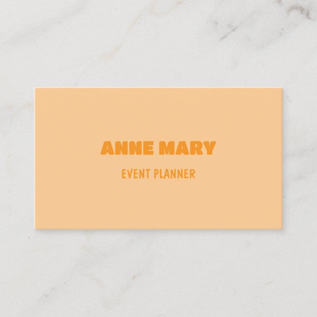Carte De Visite Rétro Orange Pêche Chic Moderne Féminin Profession (Devant)