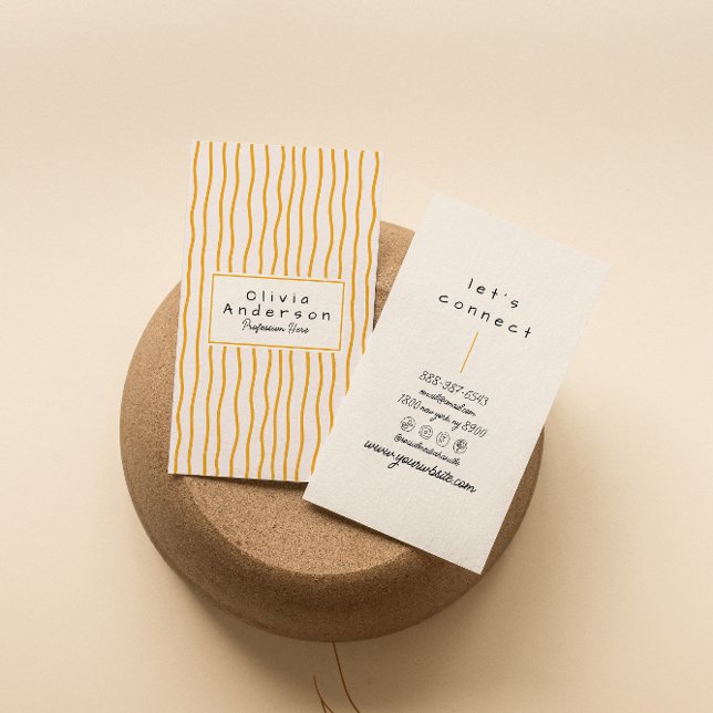 Carte De Visite Retro Orange Wavy Stripes tendance Boho Funky Mode (Créateur téléchargé)