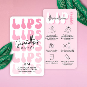 Carte De Visite Retro Pink Logo Lip Filler Instructions