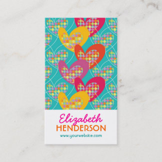 Carte De Visite Retro Pop Colorful Valentine Coeurs Dots modernes