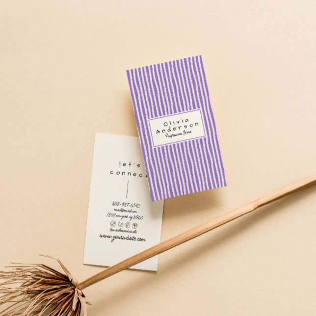 Carte De Visite Retro Purple Main Tirée Stripes tendance Moderne (Créateur téléchargé)