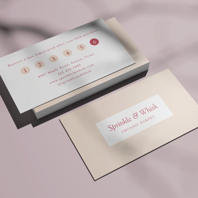 Carte De Visite Retro Red And Cream Heart Stripes Bakery Loyalty  (Créateur téléchargé)