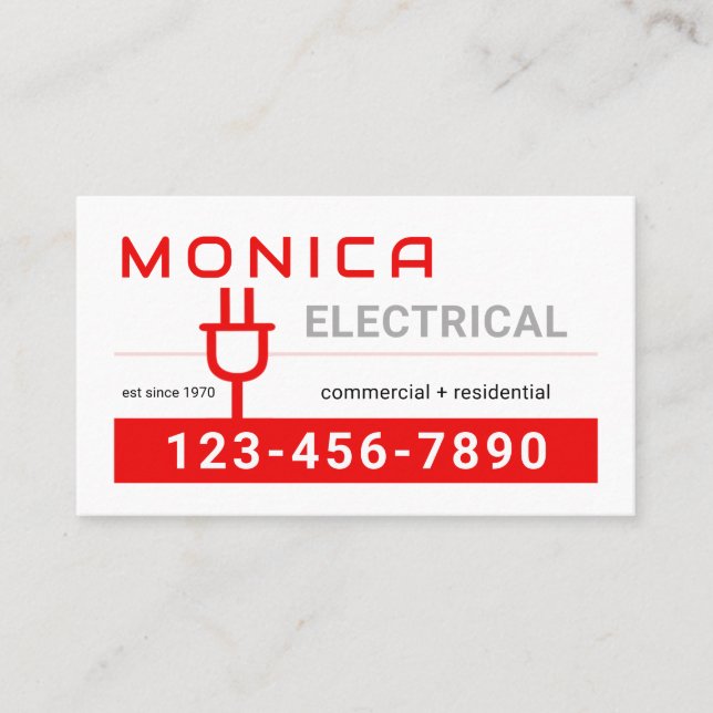 Carte De Visite Retro Red Electric Power Plug (Devant)