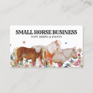 Carte De Visite Retro Ride Club Poney Floral Petits Chevaux