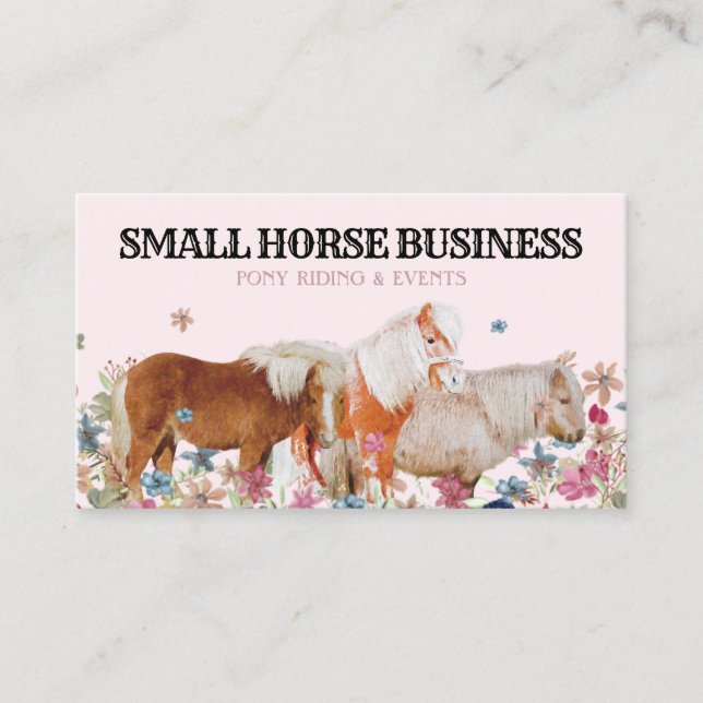 Carte De Visite Retro Ride Pink Pony | Floral Horse | Equestrian (Devant)