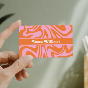Carte De Visite Rétro rose Orange moderne