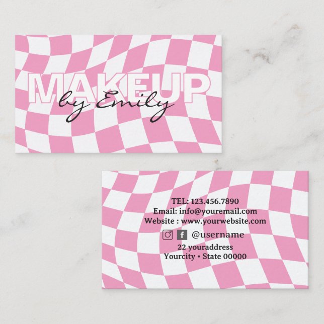 Carte de visite rétro rose Salon (Devant / Derrière)