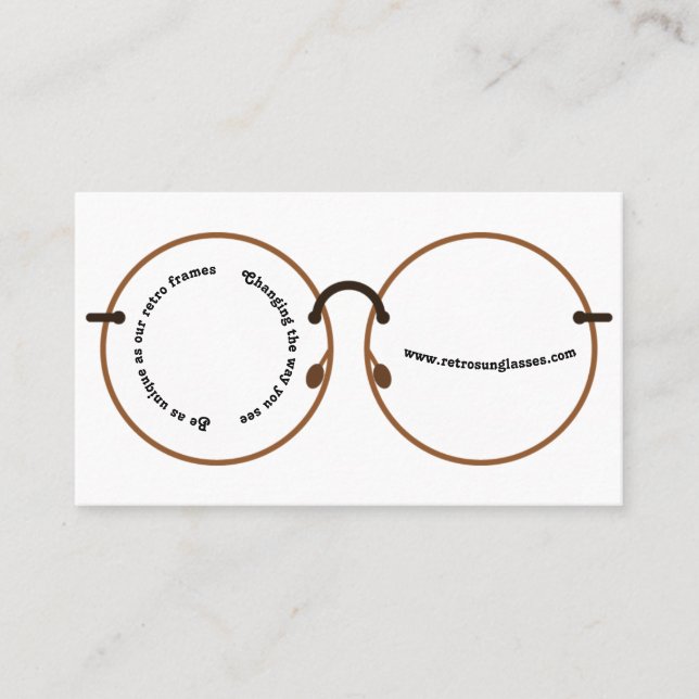 Carte De Visite Retro Spectacles | Stylish Eyewear Professional (Devant)