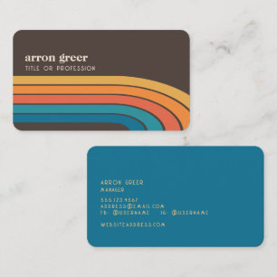 Carte De Visite Retro Stripes 70's 80s Orange Brown Turquoise