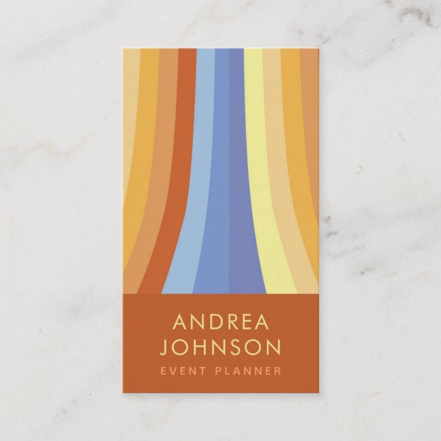 Carte De Visite Retro Stripes Arc-en-ciel 60s les années 70 Soixan (Devant)