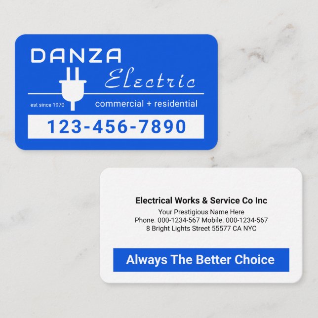 Carte De Visite Retro Stunning Blue Plug Line (Devant / Derrière)