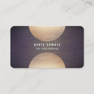 Carte De Visite Retro Stylist Gold Circle et Wood Grain Look Hip