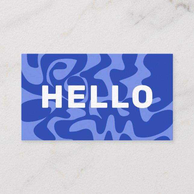 Carte De Visite Retro Super Blanc Squiggles Bonjour (Devant)