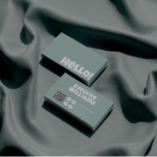 Carte De Visite Retro Super vert QR Code Hello Modern Boho