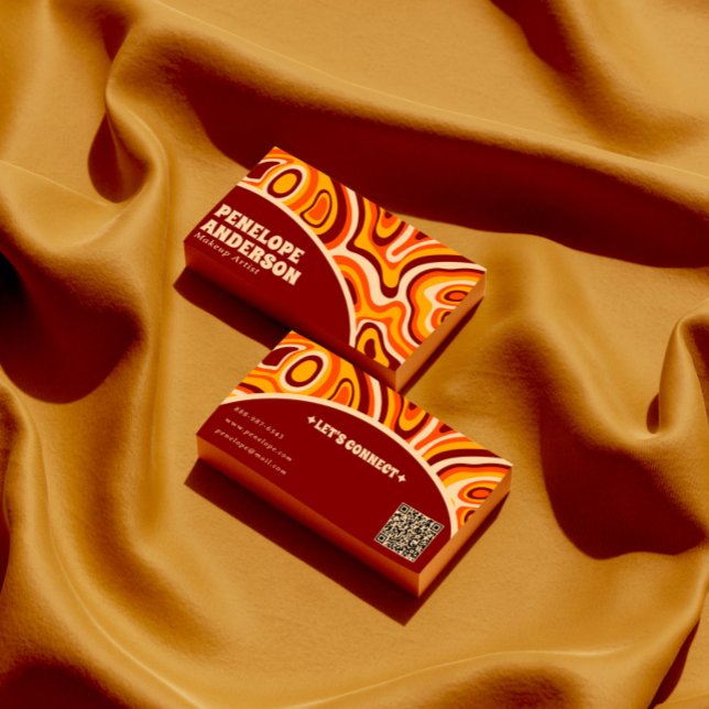 Carte De Visite Retro Terracotta Earthy QR Code Boho Super tendanc (Créateur téléchargé)