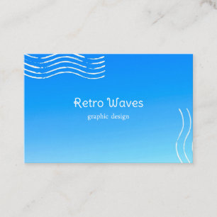 Carte de visite Rétro Vagues -dégradé bleu