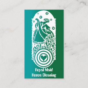 Carte De Visite Retro Vintage Happy Lady Services de nettoyage des