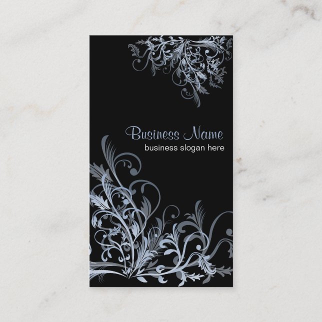 Carte De Visite Rétros remous bleus élégants 2 de fleur (Devant)