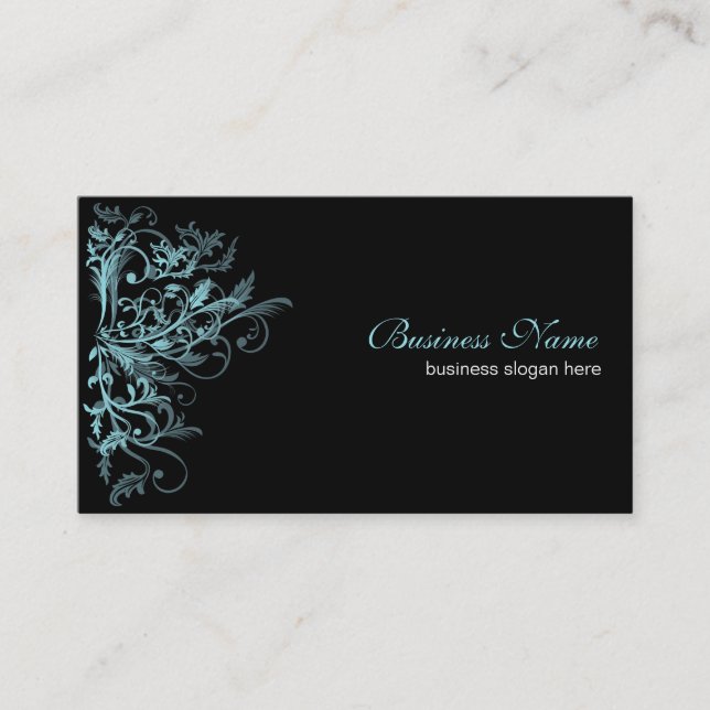 Carte De Visite Rétros remous élégants de fleur de turquoise (Devant)