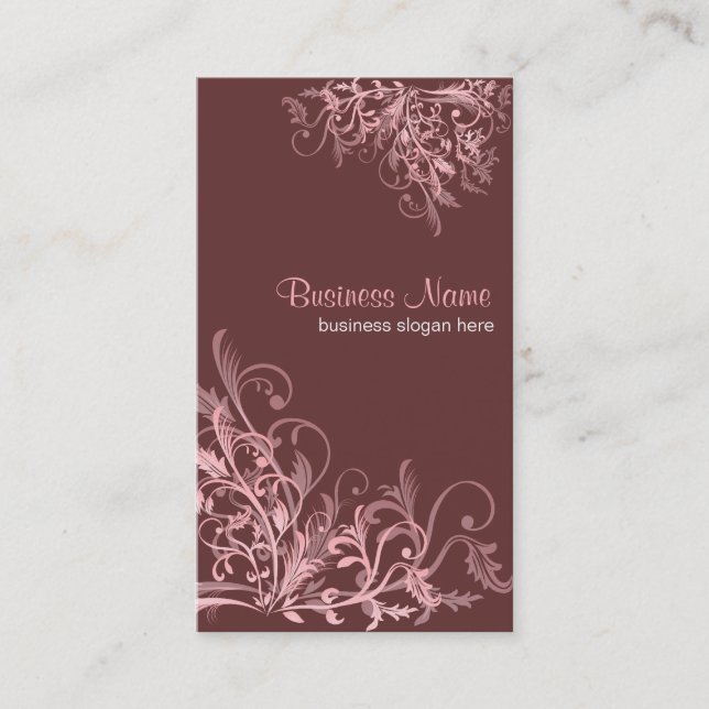 Carte De Visite Rétros remous roses élégants 3 de fleur (Devant)