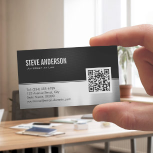Carte De Visite Revêtement moderne en métal noir - Code QR