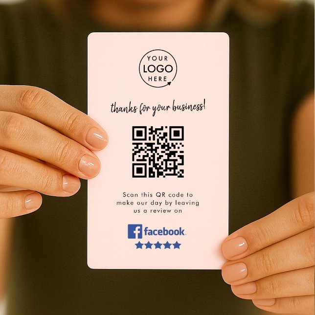 Carte De Visite Revue Facebook | Avis professionnels Code QR rose (Créateur téléchargé)