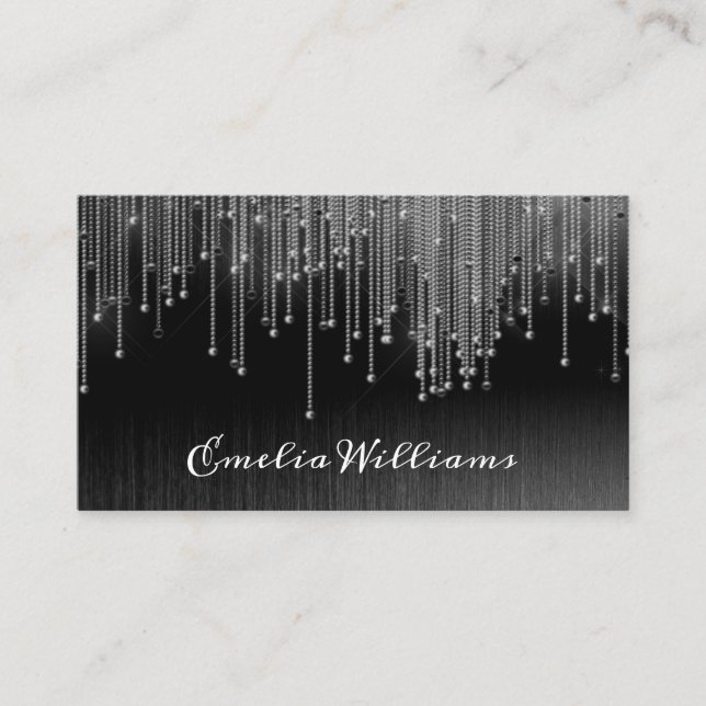 Carte De Visite Rhinestone noir cristal blanc éclatant (Devant)