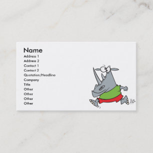 Carte De Visite rhinocéros de dessin animé joggeur courant goofy