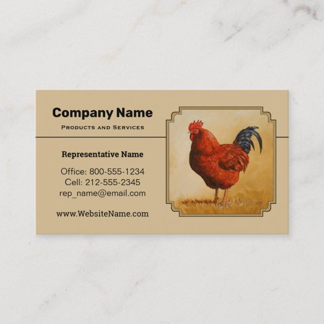 Carte De Visite Rhode Island Red Rooster (Devant)