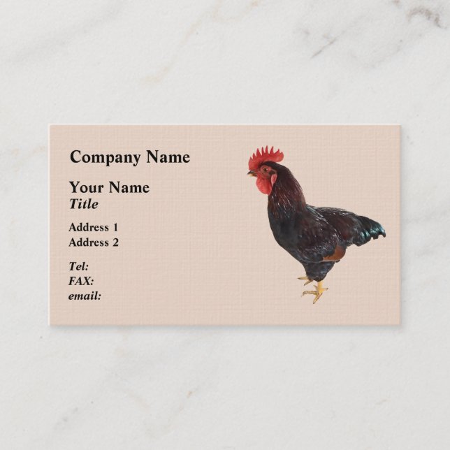 Carte De Visite Rhode Island Red Rooster (Devant)