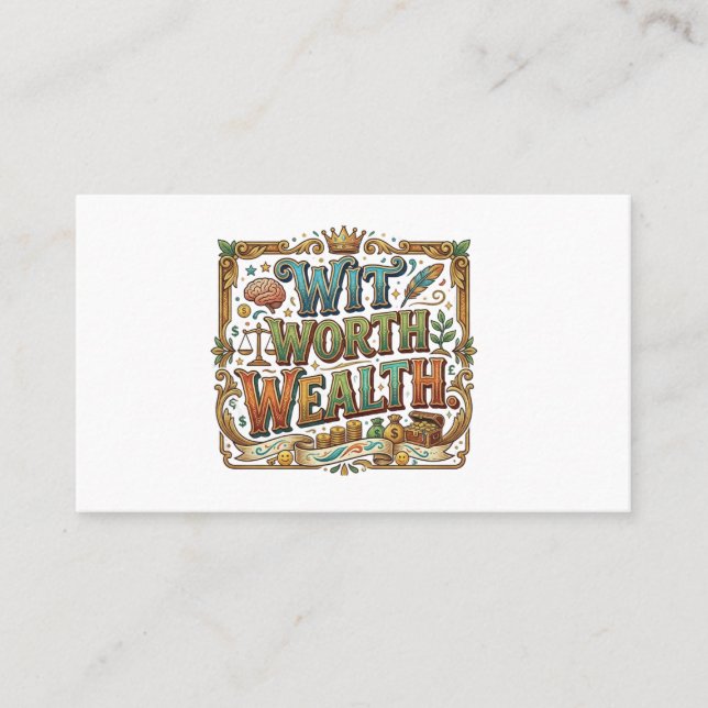 Carte De Visite Richesse de l'esprit – Typographie de citation ast (Devant)