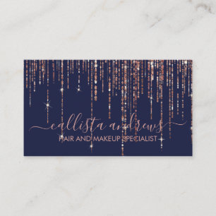 Carte De Visite Rideau de Parties scintillant de Rose en or bleu m