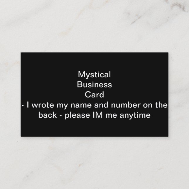 Carte De Visite Rien D'Autre Que La Couleur - Tout Noir - Seulemen (Devant)