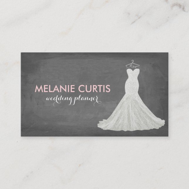 Carte De Visite Robe de mariée fabuleuse sur tableau noir (Devant)