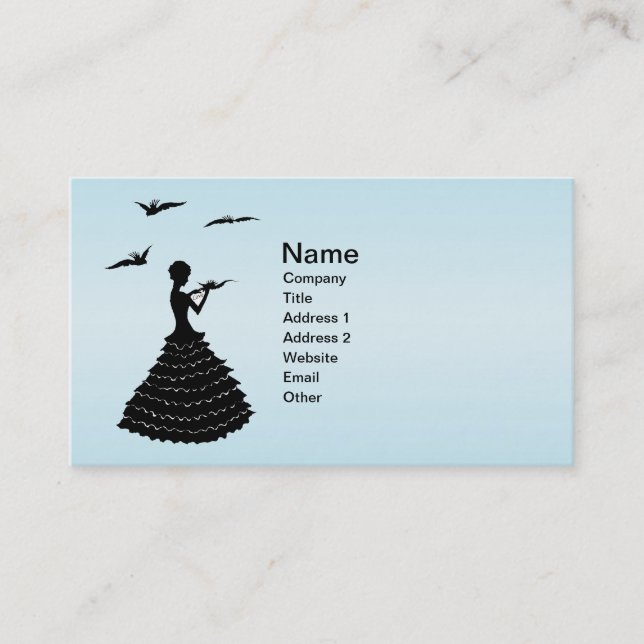 Carte De Visite Robe Lady Ruffled Fancy Doses en Silhouette Noire (Devant)