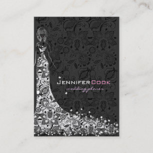 Carte De Visite Robe Mariage noir & blanc & dentelle Vintage