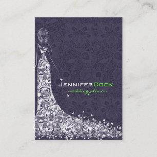 Carte De Visite Robe Mariage violet et blanc profond et dentelle V