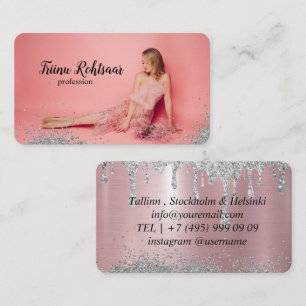 Carte De Visite Robe Rose de la fête de cheveux femme Poser