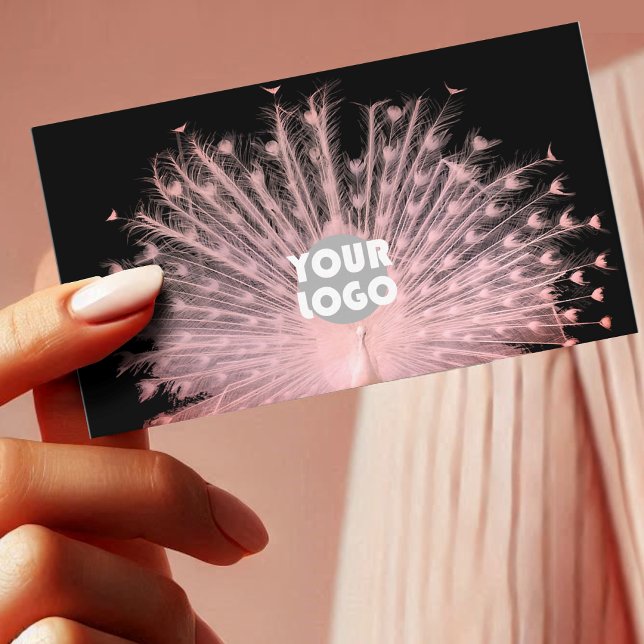 Carte De Visite Robe rose et romantique sur logo personnalisé noir (Créateur téléchargé)