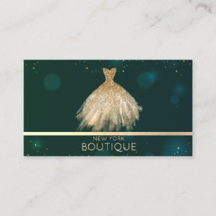 Carte De Visite Robes de Luxe Pailletées Or de Boutique Profession