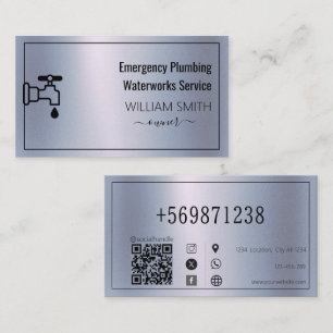 Carte De Visite Robinet Chromé Plomberie D'urgence Service Des Eau