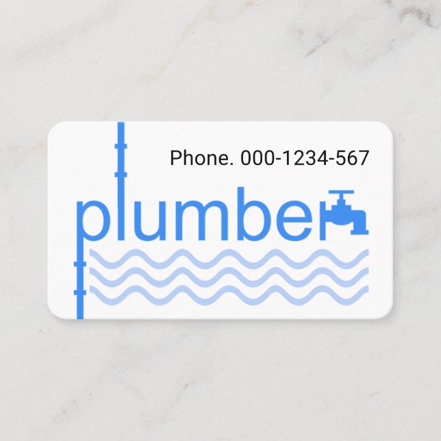 Carte De Visite Robinet de plomberie bleu sur vague bleue (Devant)