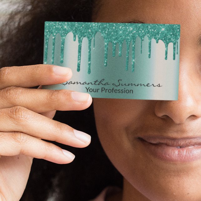 Carte De Visite Robin's Oeuf Blue Drips Metal Look unique personna (Créateur téléchargé)