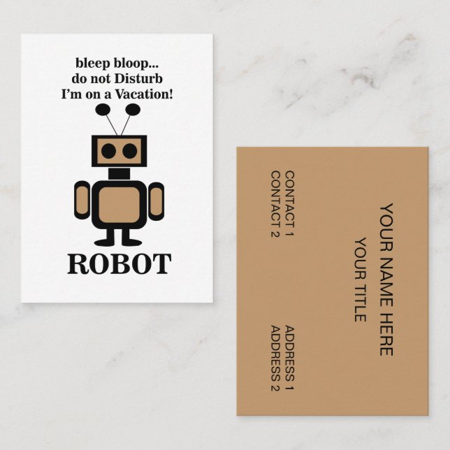 Carte De Visite Robotique Robotique Drôle (Devant / Derrière)