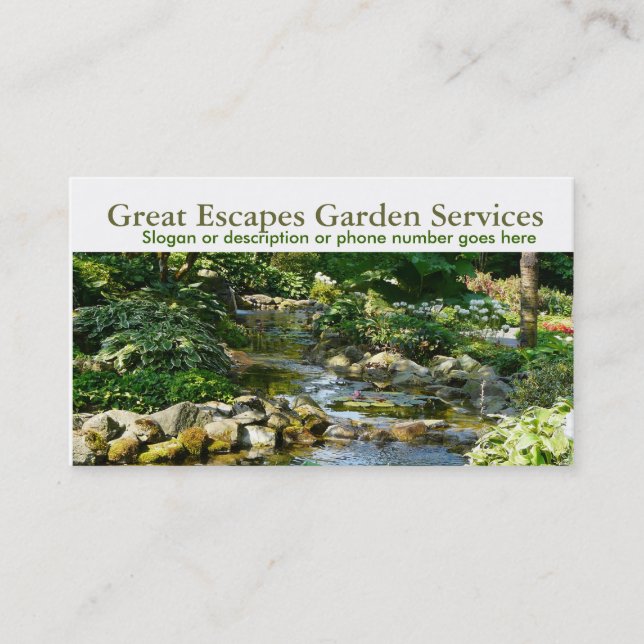 Carte De Visite Rocery Water Gardening Landscaper Business (Devant)